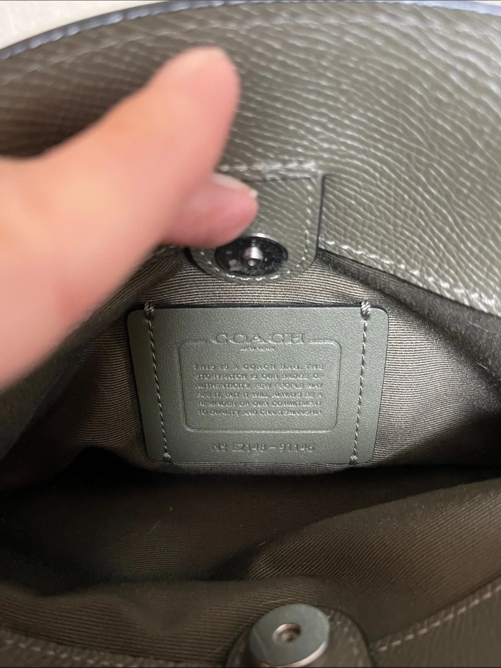 Coach 91146 Mini Lillie Carryall Bag Crossgrain Leather Crossbody Olive